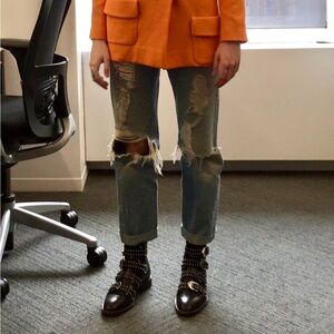 Levi's High Waist Distressed Boyfriend Jeans Cut Off Hem